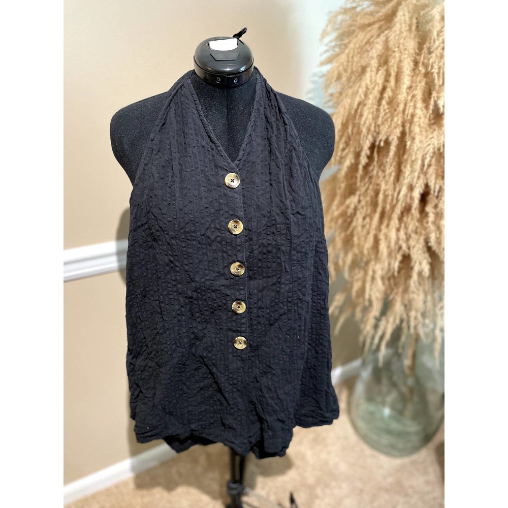 ASOS Black Tortoise Button Halter Romper Size 6